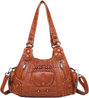 Handbags for Women Washed Leather Hobo Crossbody Purse Stylish Shoulder Satchels