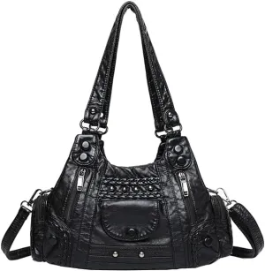 Handbags for Women Washed Leather Hobo Crossbody Purse Stylish Shoulder Satchels