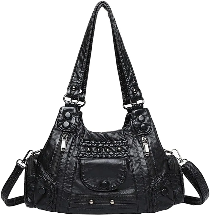 Handbags for Women Washed Leather Hobo Crossbody Purse Stylish Shoulder Satchels