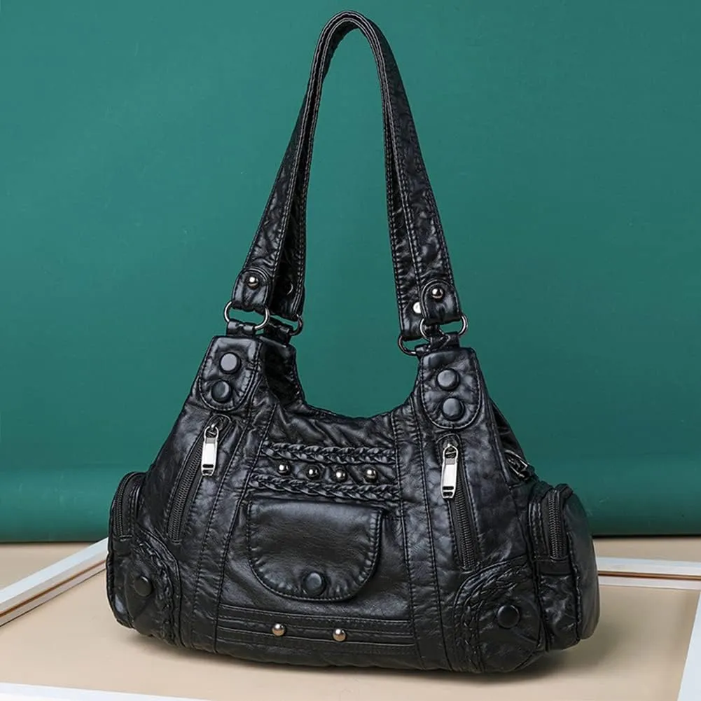 Handbags for Women Washed Leather Hobo Crossbody Purse Stylish Shoulder Satchels