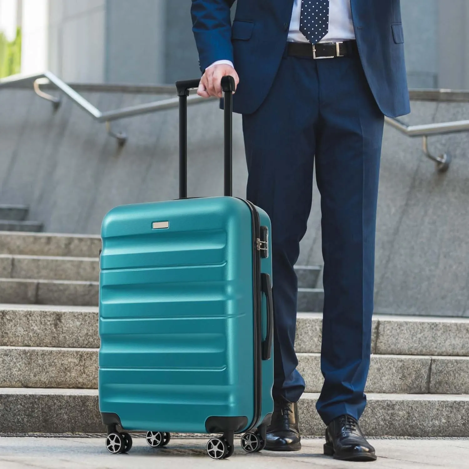 Hardshell ABS Luggage Set (12/20/24/28 Inch) - Lightweight Durable Suitcases with 360 Spinner Wheels, TSA Lock, Expandable & Nestable Design for Air Travel - Carry On & Check In Sizes (Blue)