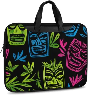 Hawaii Tiki Masks Leather Bag Laptop Case Slim Water Resistant Computer Bags with Handle Briefcase for Work