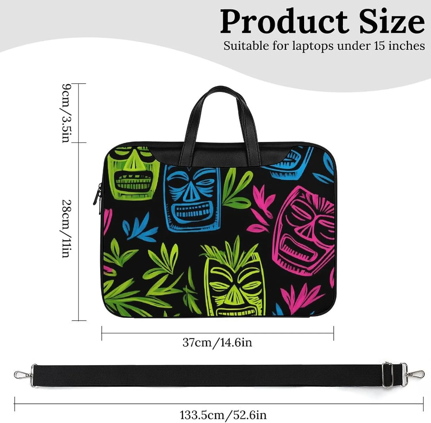 Hawaii Tiki Masks Leather Bag Laptop Case Slim Water Resistant Computer Bags with Handle Briefcase for Work