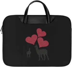 Hearts & Llamas Laptop Case Slim Water Resistant Computer Bag with Handle Briefcase for Work