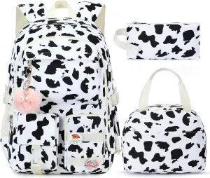 Hidds Backpack for Girls 3 PCS College School Backpacks Kids Bookbag Set with Lunch Box School Bag Daypack Teens Women