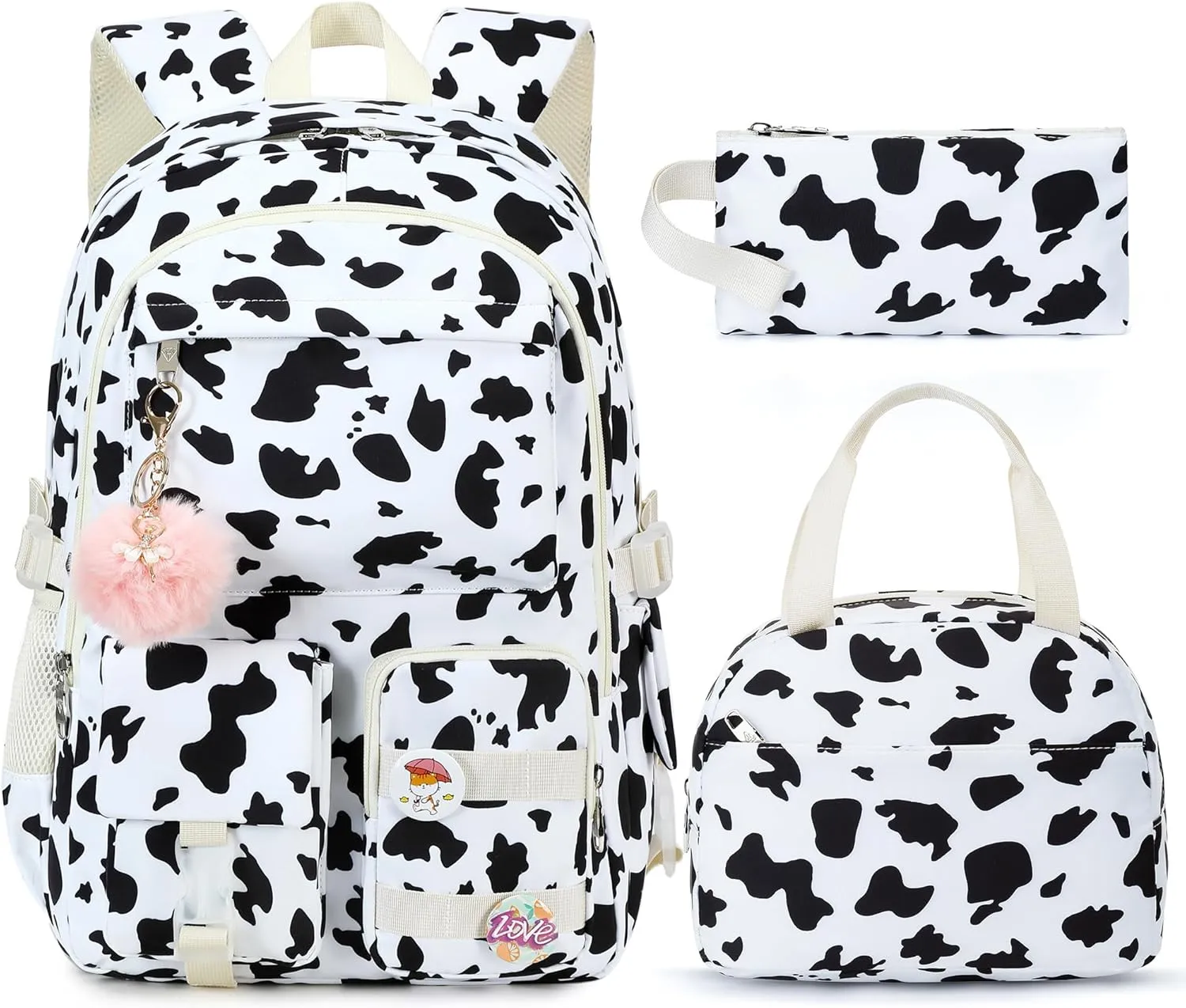 Hidds Backpack for Girls 3 PCS College School Backpacks Kids Bookbag Set with Lunch Box School Bag Daypack Teens Women