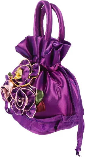 Homoyoyo Flower Handbag for Women Drawstring Evening Bag Prom Bag Wedding Purse Tote