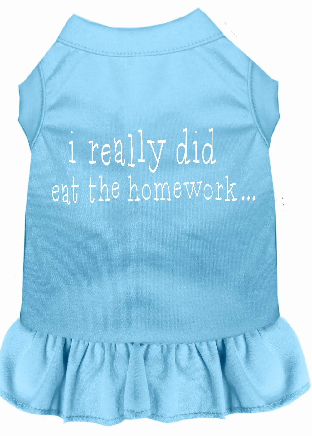 I Really Did Eat The Homework Screen Print Dress Baby Blue Xxl
