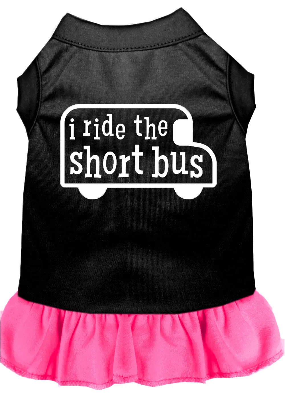 I Ride The Short Bus Screen Print Dress Black With Bright Pink Sm