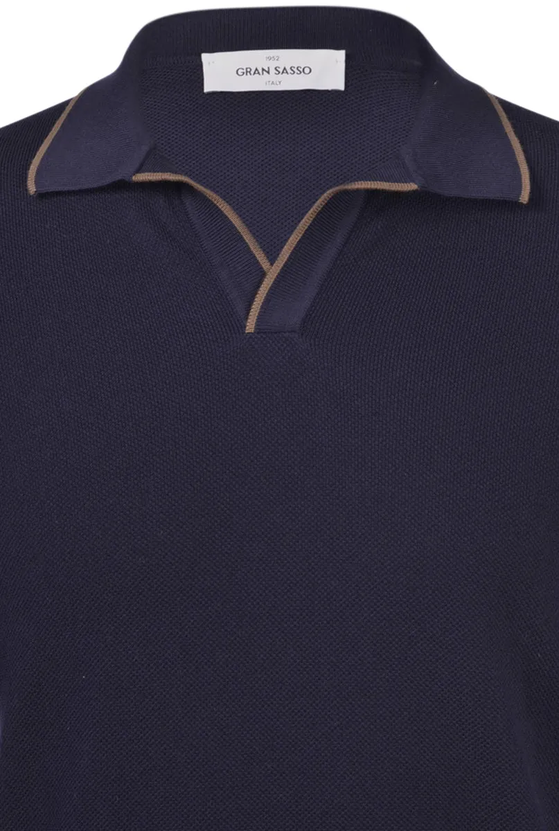 ID24255-Gran Sasso Navy Skipper Collar Polo