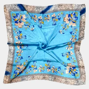 iLLASPARKZ Flower Pattern Printed Square Silky Satin Scarf Shawl