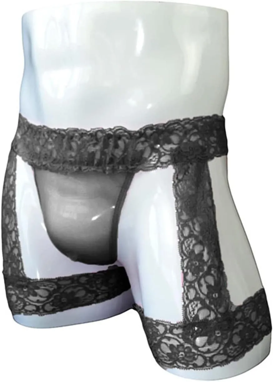 JEShifangjiusu Men'S Sissy Pouch Boxers Briefs Lace Floral Thong Bikini G-String Bikini Crossdress Briefs Lingerie Panties