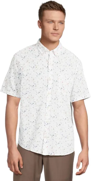 Johnston & Murphy Men's Short Sleeve Floral Print Linen Shirt