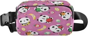 Kawaii Panda Fruit Belt Bag for Women Men Fanny Pack Small Waist Pouch Crossbody Bags for Outdoor Hiking Running Travel