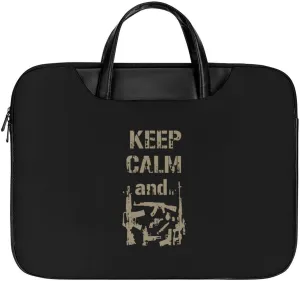 Keep Calm and Take Guns Laptop Case Slim Water Resistant Computer Bag with Handle Briefcase for Work