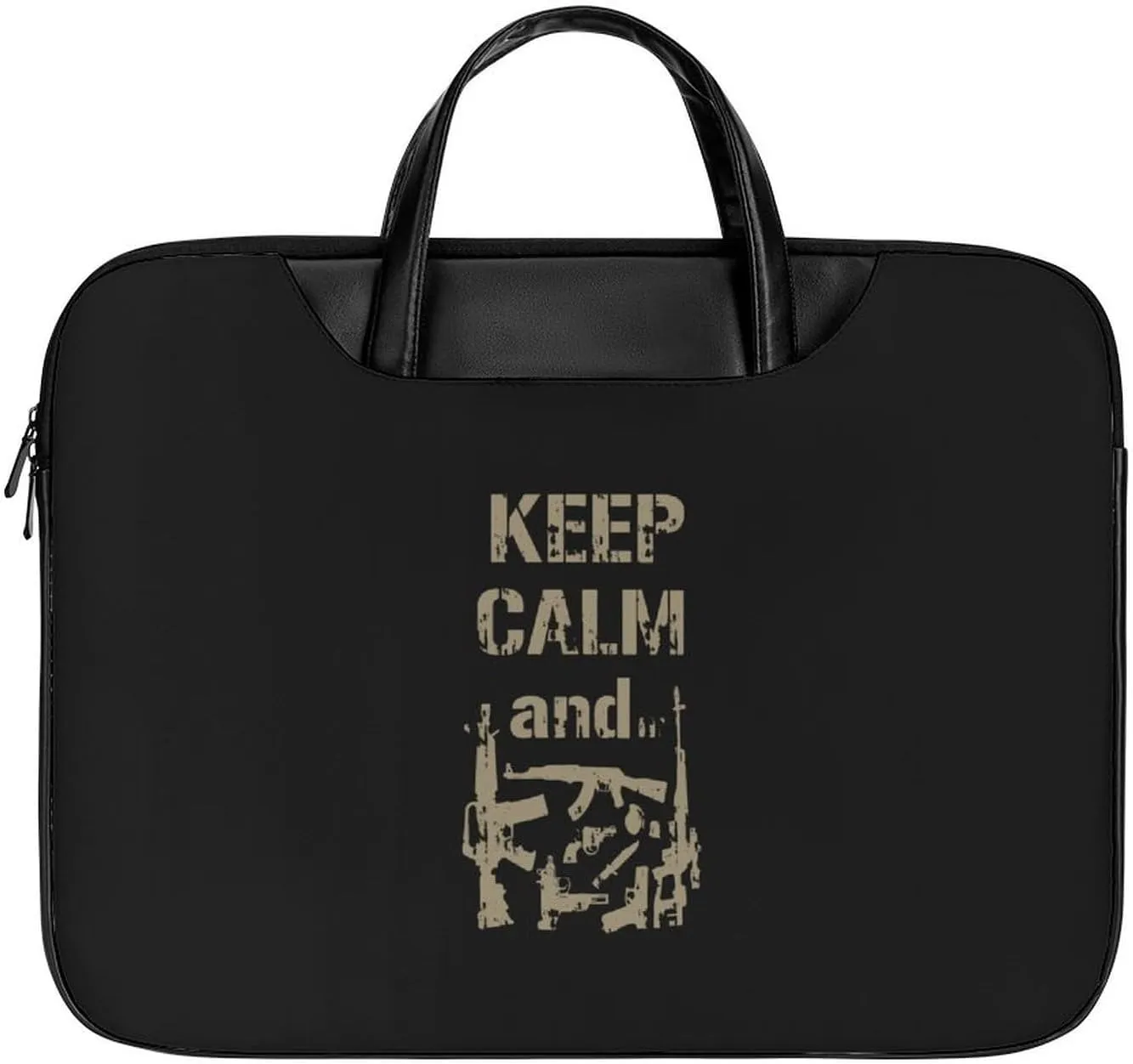 Keep Calm and Take Guns Laptop Case Slim Water Resistant Computer Bag with Handle Briefcase for Work