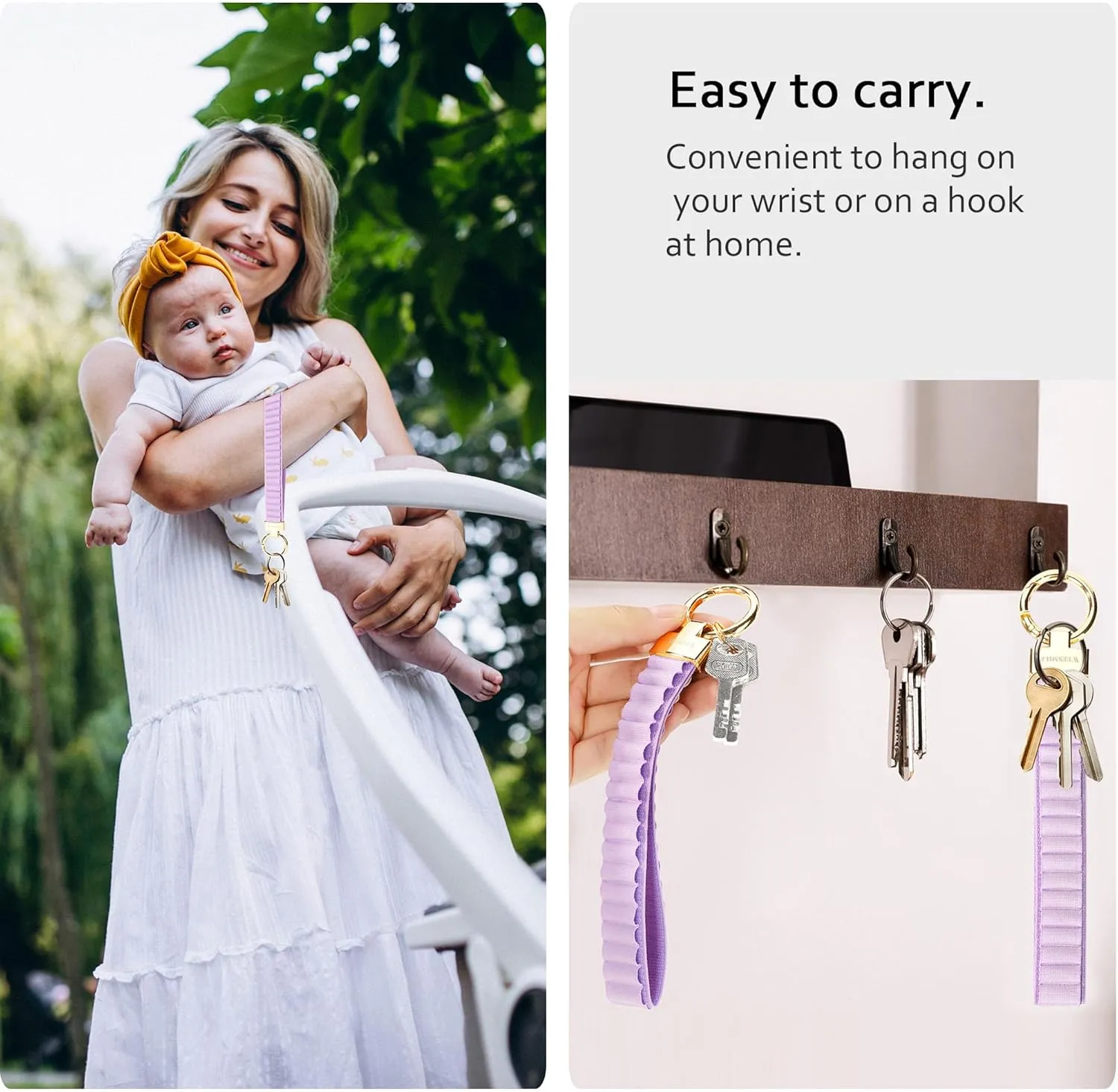 Keychain Wristlet | Cute Key Chain for Car Keys | Alpine Loop Wrist Strap Lanyard with 3 Key Rings for Women Men