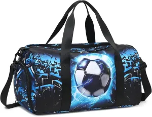Kids Duffle Bag for Boys Water Resistant Small Gym Bag Overnight Weekender Travel Tote with Shoe Compartment and Wet Pocket