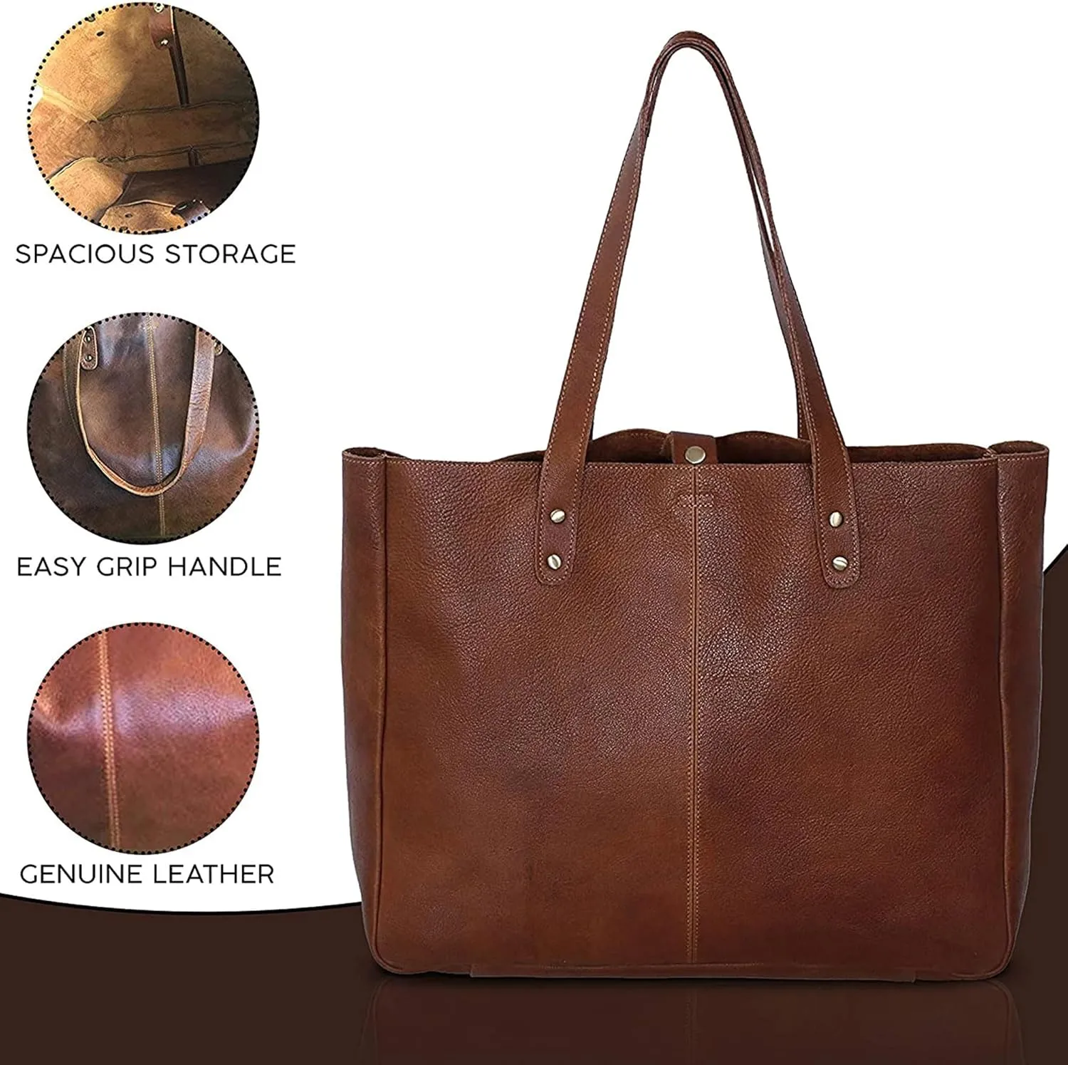 KomalC Leather Tote Bag for Women Purse Satchel Travel Bag Shopping Carry Messenger Multipurpose Handbag
