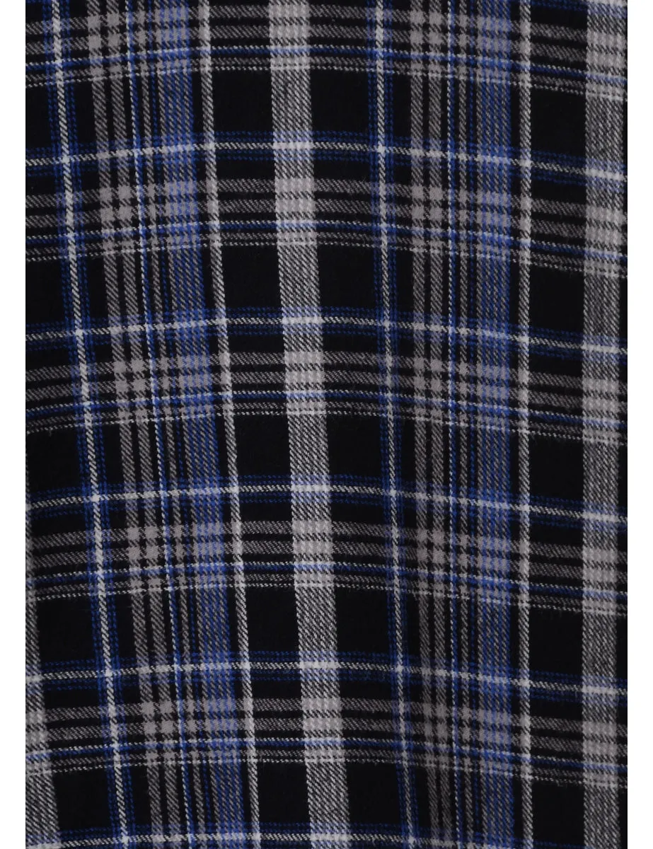 Label Black Plaid Shirt with Denim Collar