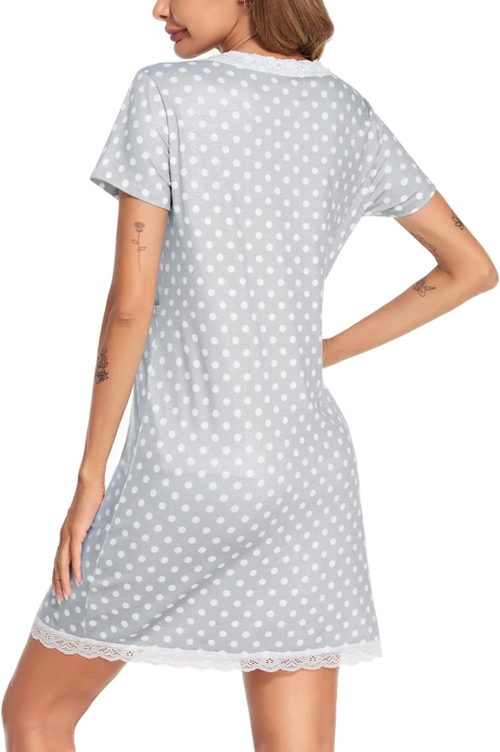 Labor/Delivery/Nursing Nightgown Short Sleeve Breastfeeding Birthing Gown Large
