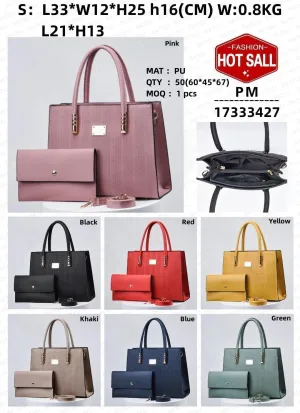 Ladies Handbag Set Office Work Large Size Pu Leather Tote 2Pcs Fashion Handbag Shoulder Bag Set Casual Totes