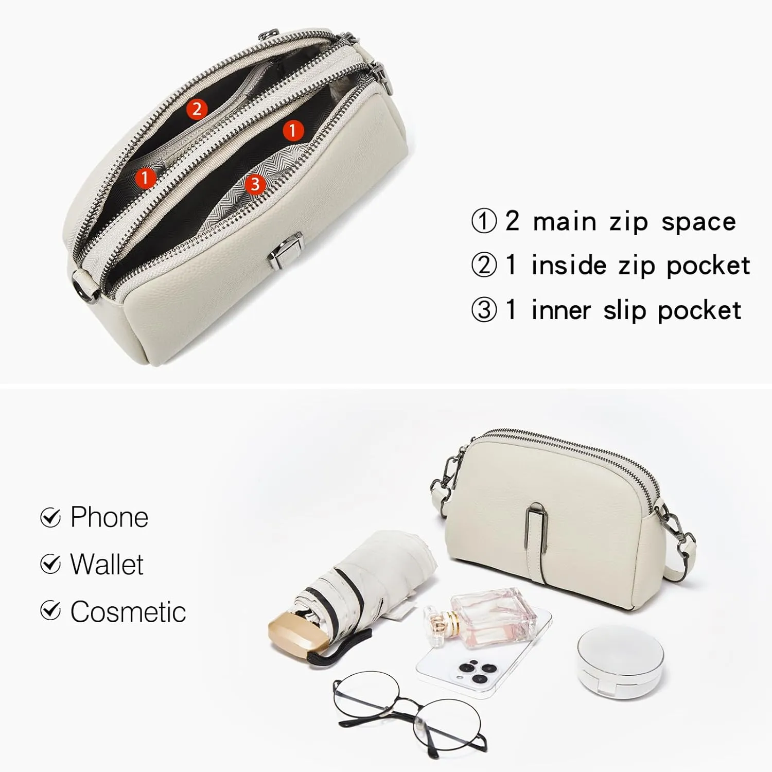 LAORENTOU Vegan Leather Crossbody Bags for Women Heart Shaped Magnetic Buckle Shoulder Bag Purse for Ladies