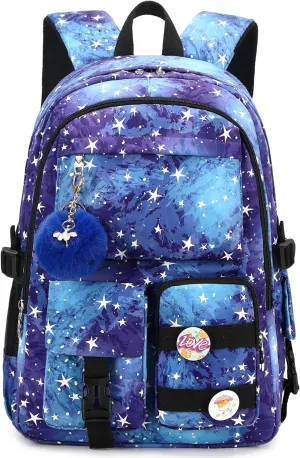 Laptop Backpacks 15.6 Inch College Backpack Elementary Middle High School Book Bag Cute Kids Bookbags Anti Theft Travel Back Pack Casual Daypack for Teens Girls Women Students (Galaxy Blue)