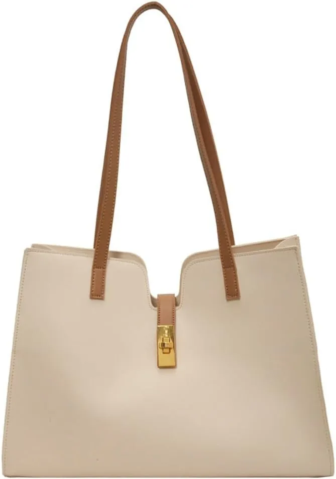 Large Capacity Working Tote Bag for Women Casual Vegan Leather Shoulder Purses Buckle Top Handle Handbag Satchels
