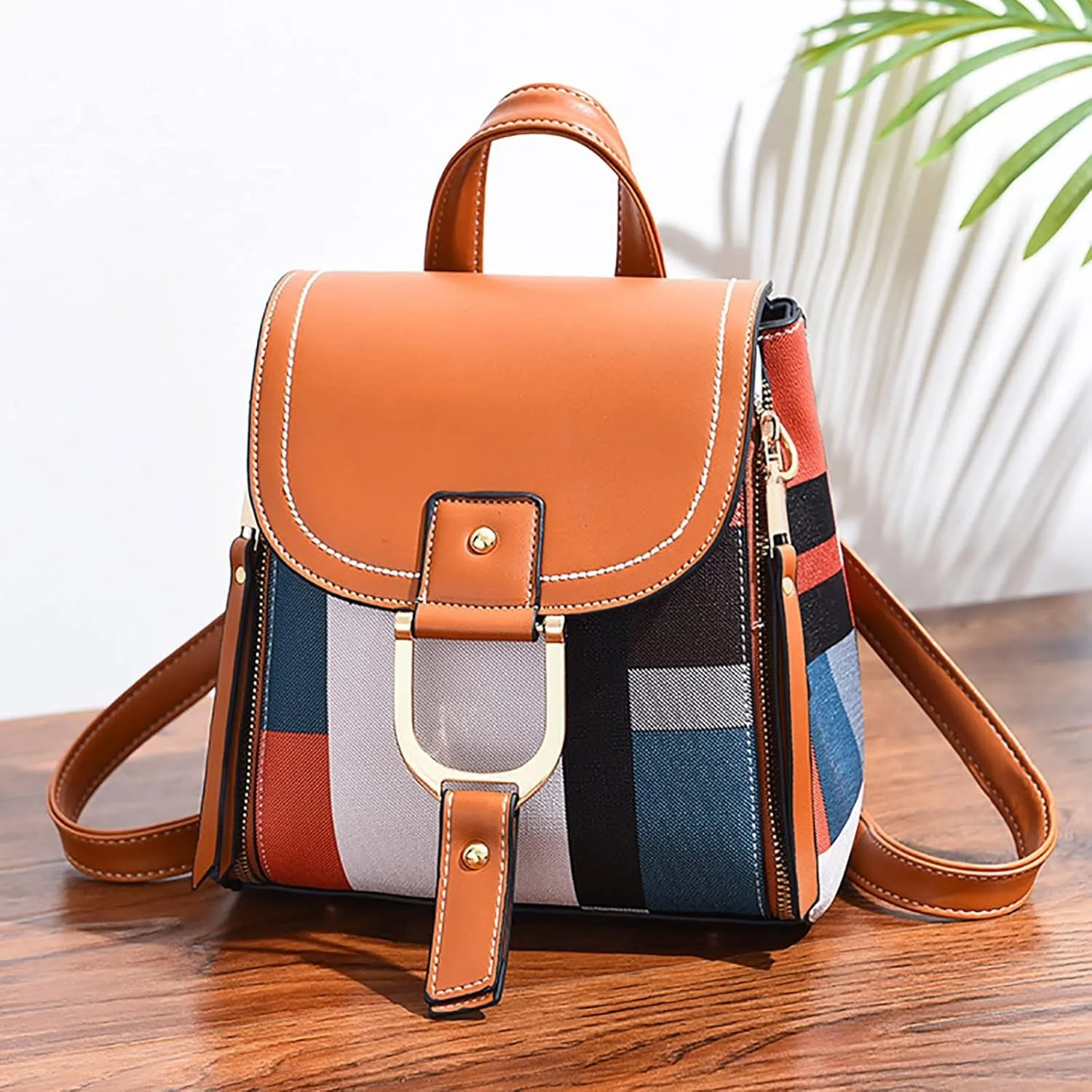 Leather Backpack Purse for Women Letter Purse Mobile Phone Messenger Bags Fashion Soft Leather Outdoor Backpack