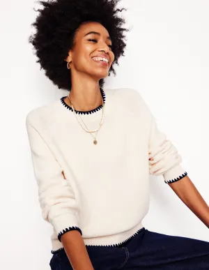Lena Stitch Detail Jumper-Warm Ivory