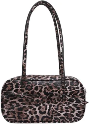 Leopard Purse Bowling Bag Cheetah Print Rounded Shape Shoulder Bag Bags Casual Vintage Street