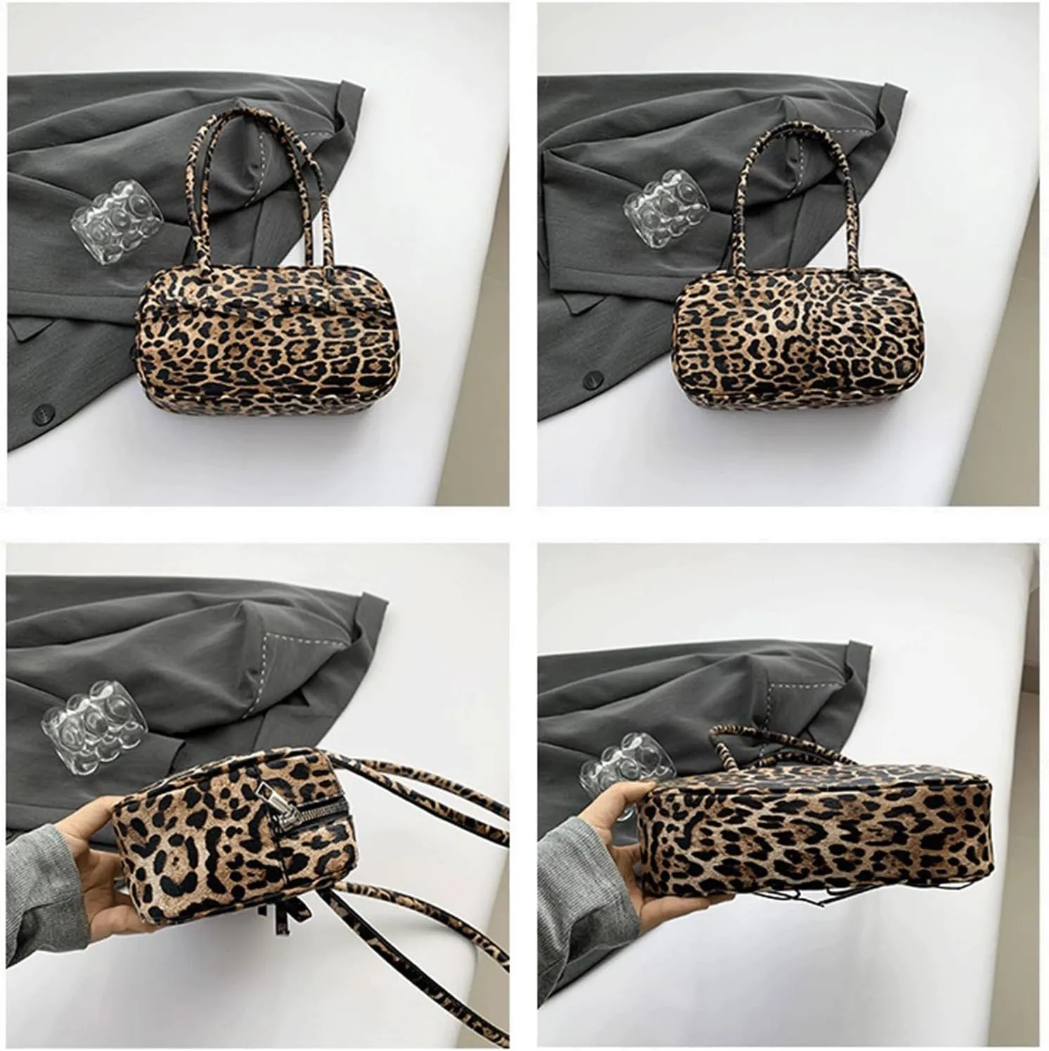 Leopard Purse Bowling Bag Cheetah Print Rounded Shape Shoulder Bag Bags Casual Vintage Street