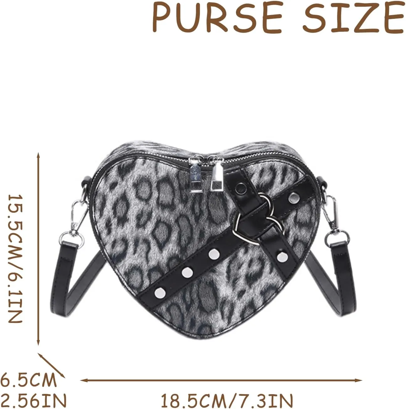 Leopard Purse Cheetah Print Heart Shape Crossbody Purses Vintage Y2K Studded Shoulder Bag for Girls Party