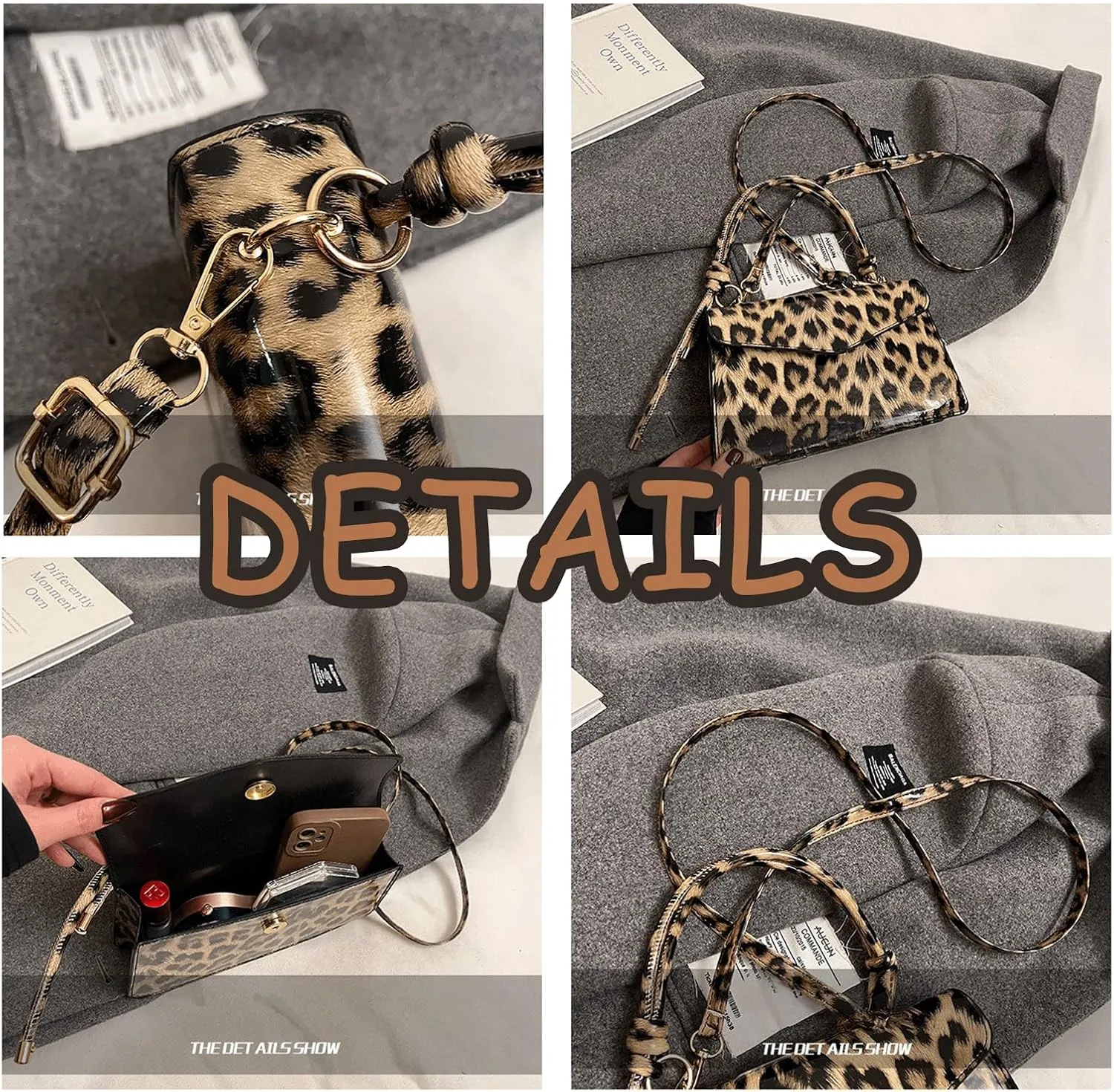 Leopard Purse Cheetah Print Mini Glossy Bag Elegant Knot Crossbody Purse for Girls Prom Wedding Evening Bag