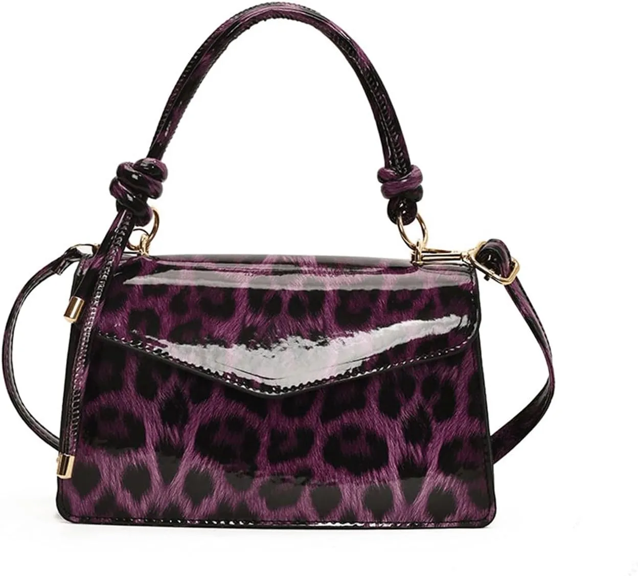 Leopard Purse Cheetah Print Mini Glossy Bag Elegant Knot Crossbody Purse for Girls Prom Wedding Evening Bag