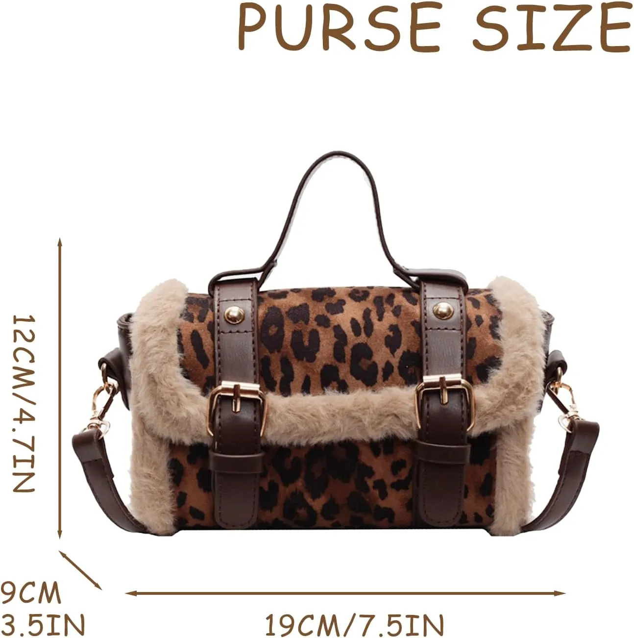Leopard Purse Faux Fur Crossbody Purses Suede Cheetah Print HandBag Vintage Satchel Y2K Casual Day Out