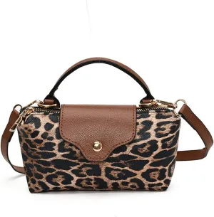 Leopard Purse Fringe Cheetah Print Shoulder Bag Faux Leather Crossbody Purse Toggle Clasp Y2K Handbag for Party