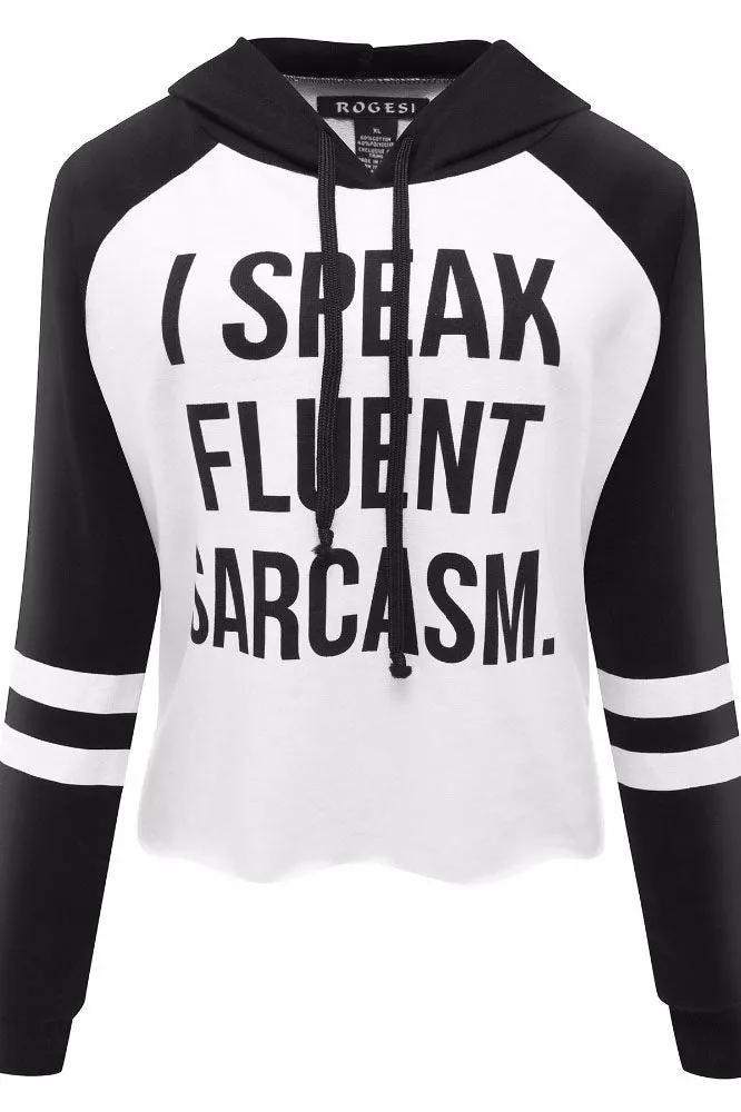 Letter Print Patchwork Drawstring Short Slim Sport Hoodie