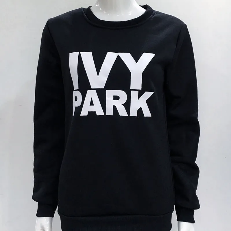 Letter Round Collar Long Sleeves Loose Sweatshirt
