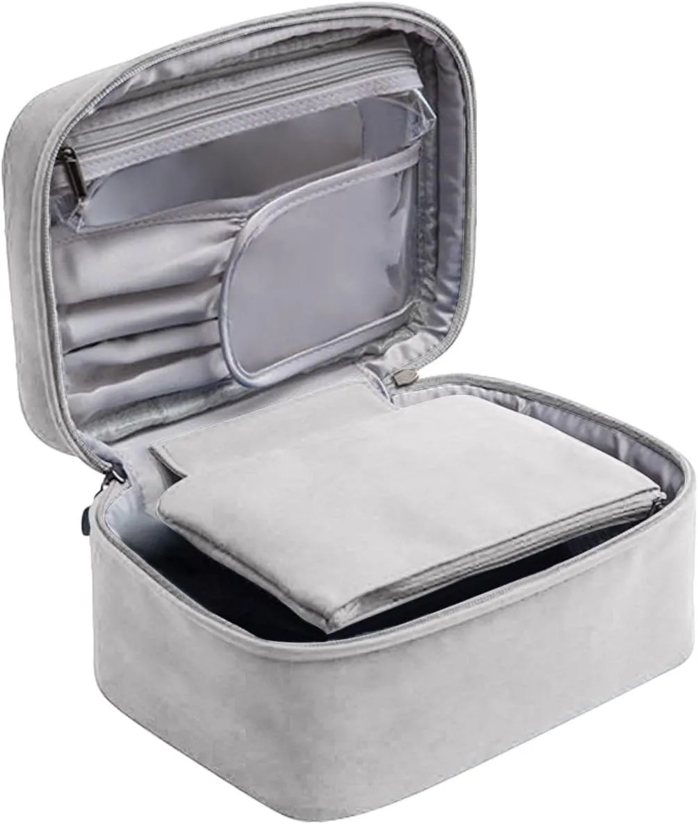 Lightweight Cosmetic Bag Has Plenty Of Room In 1 Makeup Bags Portable Grey Travel Travel Makeup Case Organizer Small (A, One Size)