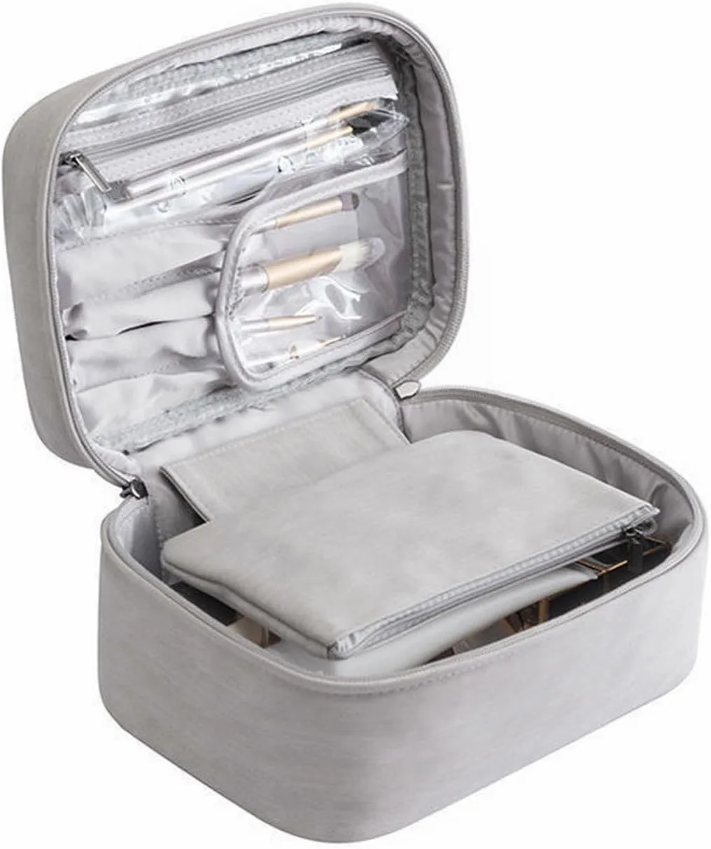 Lightweight Cosmetic Bag Has Plenty Of Room In 1 Makeup Bags Portable Grey Travel Travel Makeup Case Organizer Small (A, One Size)