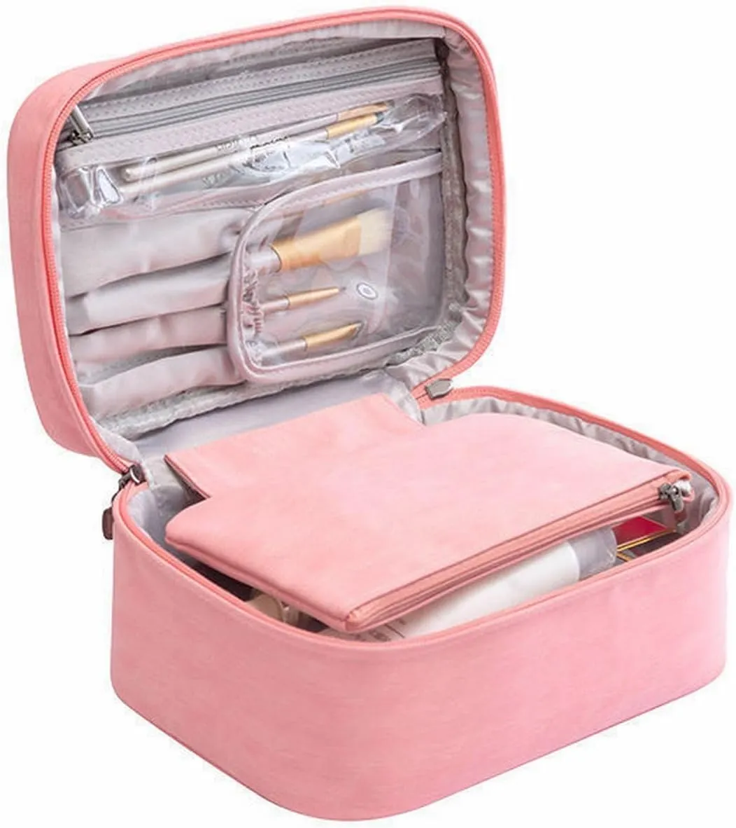 Lightweight Cosmetic Bag Has Plenty Of Room In 1 Makeup Bags Portable Grey Travel Travel Makeup Case Organizer Small (B, One Size)