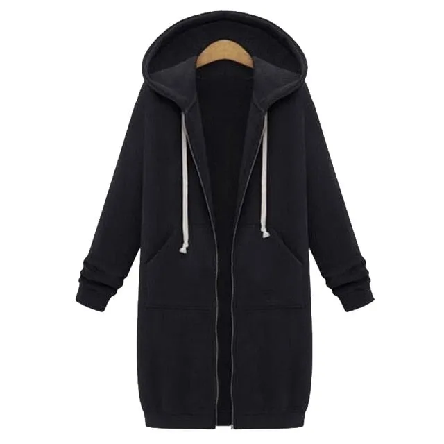 Long Oversized Hoodies Women Autumn Winter Sweatshirt Women Zipper Women Hoodies