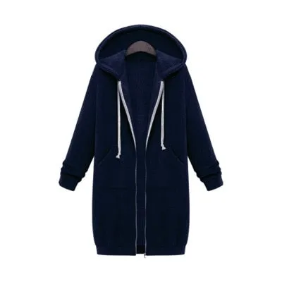 Long Oversized Hoodies Women Autumn Winter Sweatshirt Women Zipper Women Hoodies