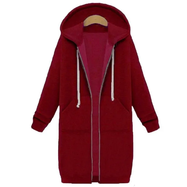 Long Oversized Hoodies Women Autumn Winter Sweatshirt Women Zipper Women Hoodies