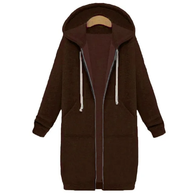 Long Oversized Hoodies Women Autumn Winter Sweatshirt Women Zipper Women Hoodies