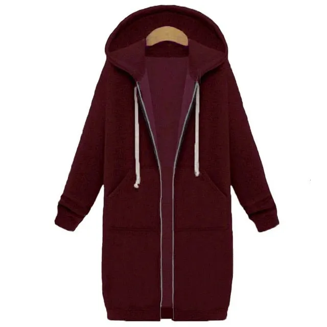 Long Oversized Hoodies Women Autumn Winter Sweatshirt Women Zipper Women Hoodies