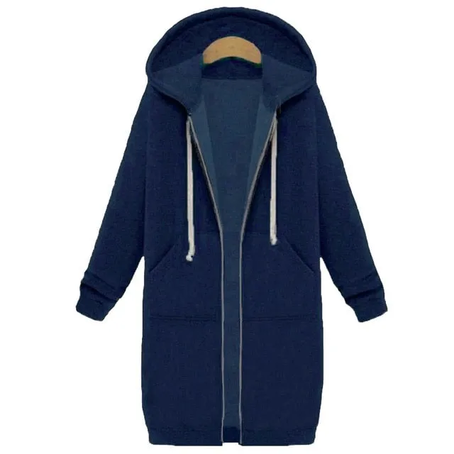 Long Oversized Hoodies Women Autumn Winter Sweatshirt Women Zipper Women Hoodies
