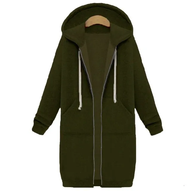 Long Oversized Hoodies Women Autumn Winter Sweatshirt Women Zipper Women Hoodies